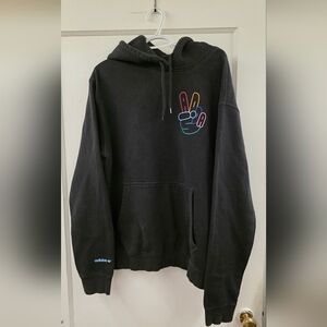 Adidas Originals Peace Hand Graphic Hoodie Black Unisex L (No Size Tag)